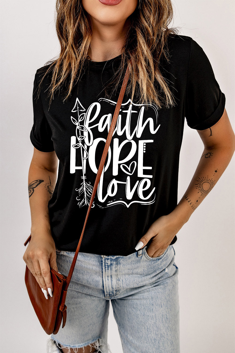 Black Faith Hope Love Graphic T Shirt - LA Grand