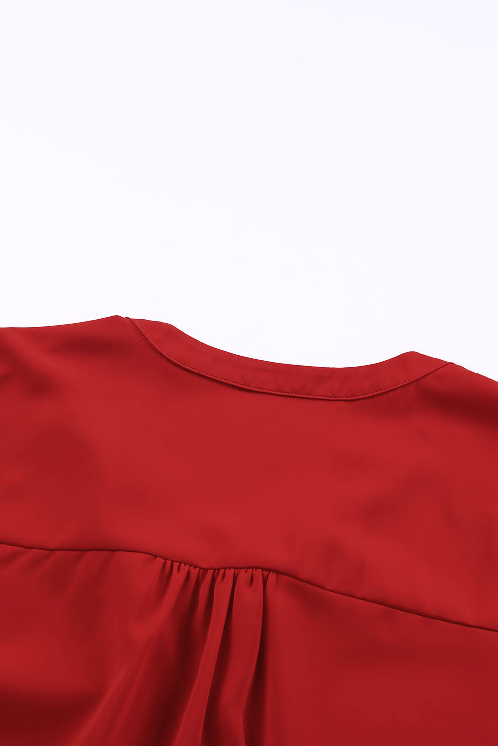 Fiery Red Solid Color Half Sleeve V Neck Blouse - LA Grand