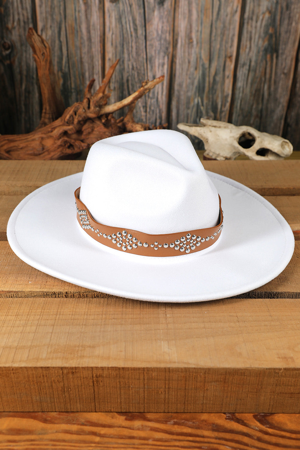 White Studded Wide Brim Panama Hat - LA Grand