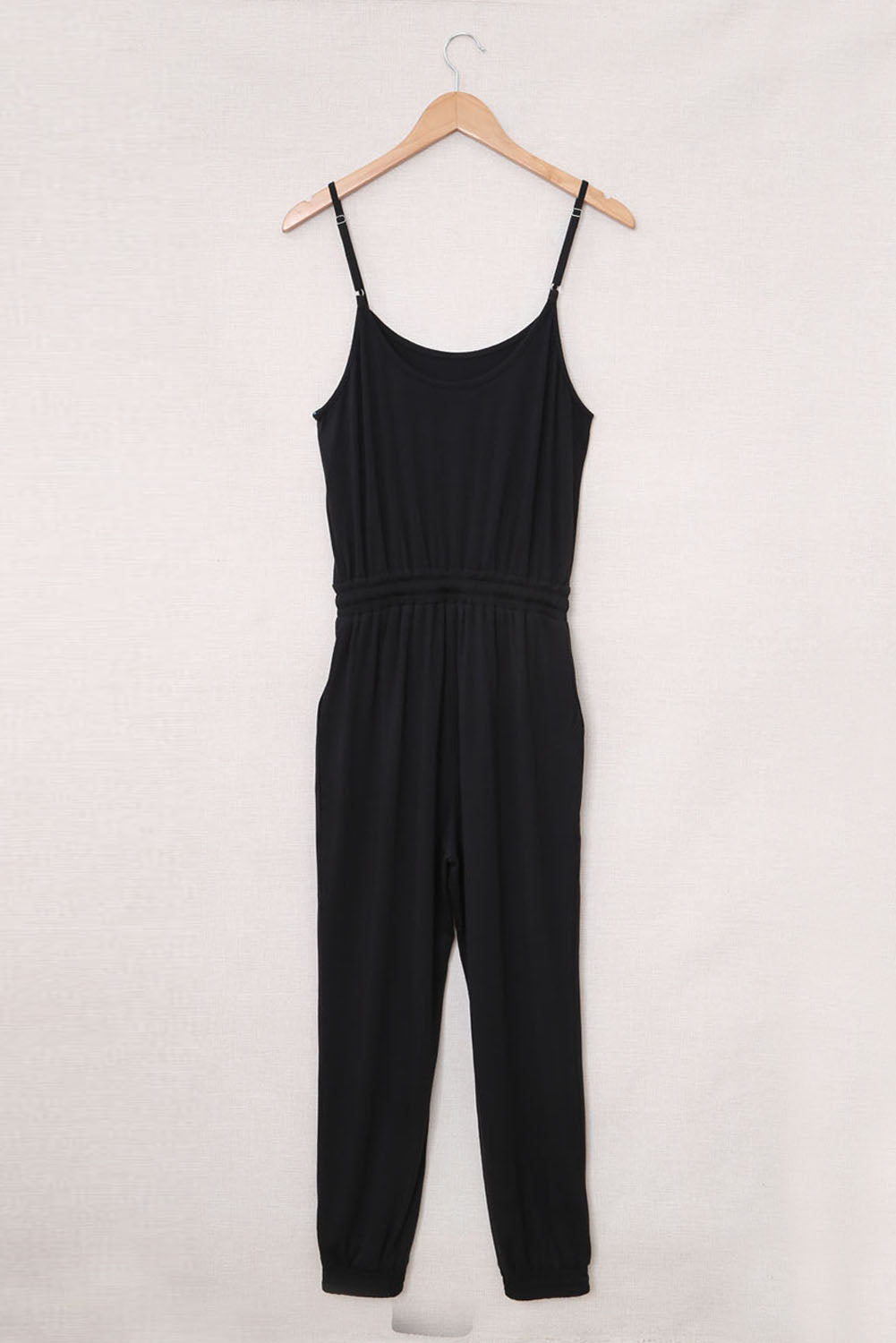 Blue Drawstring Waist Spaghetti Straps Jumpsuit - LA Grand