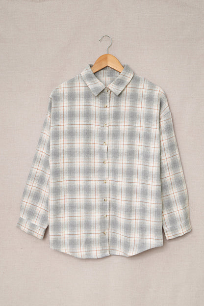 Buttoned Turn Down Collar Plaid Shirt - LA Grand