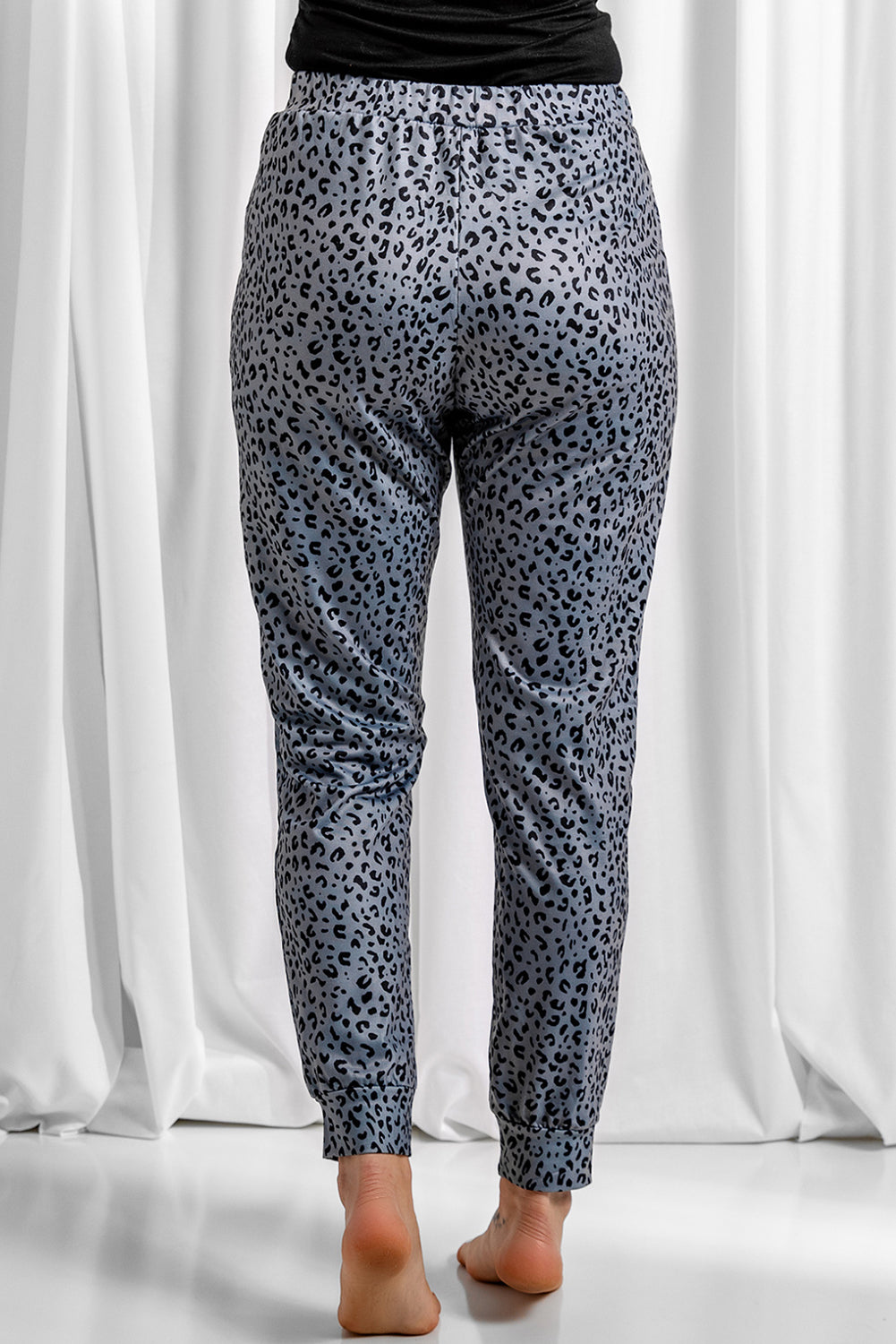 Black Breezy Leopard Joggers - LA Grand