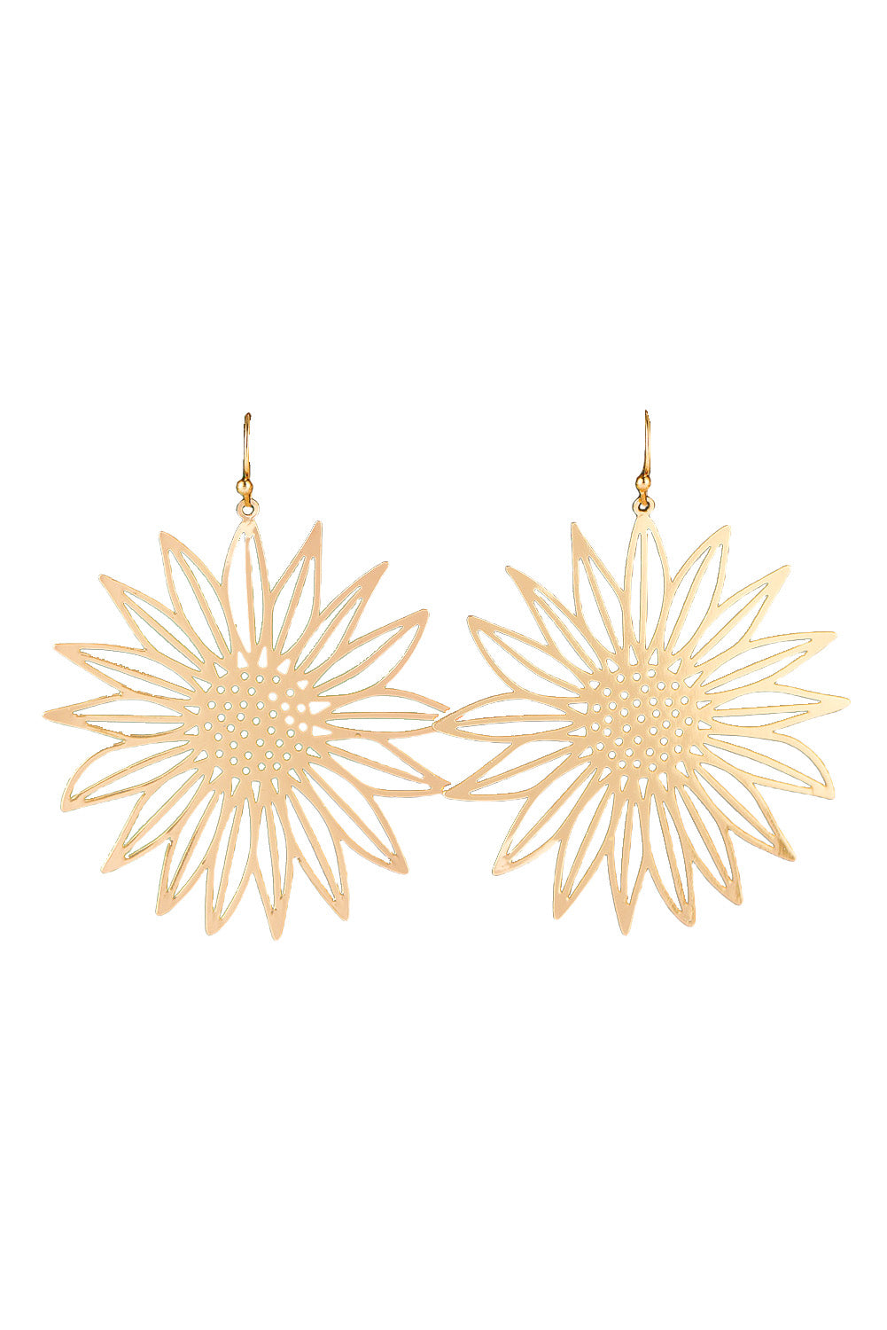 Gold Hollow-out Sunflower Hook Earrings - LA Grand