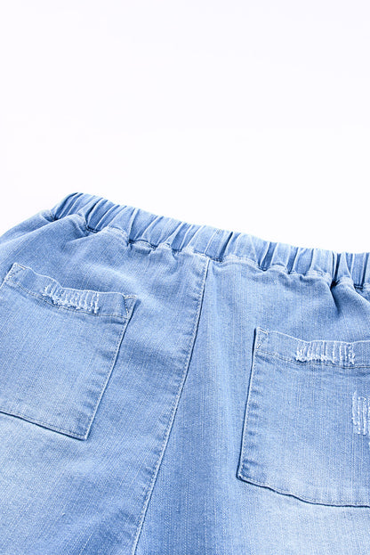 Blue Pocketed Distressed Denim Joggers - LA Grand