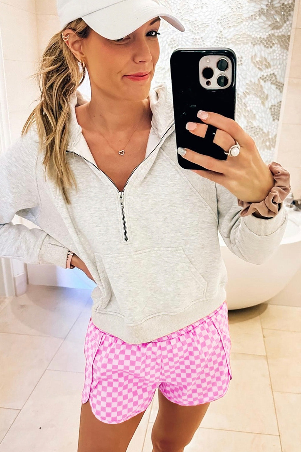 Pink Leopard High Waisted Athletic Shorts - LA Grand