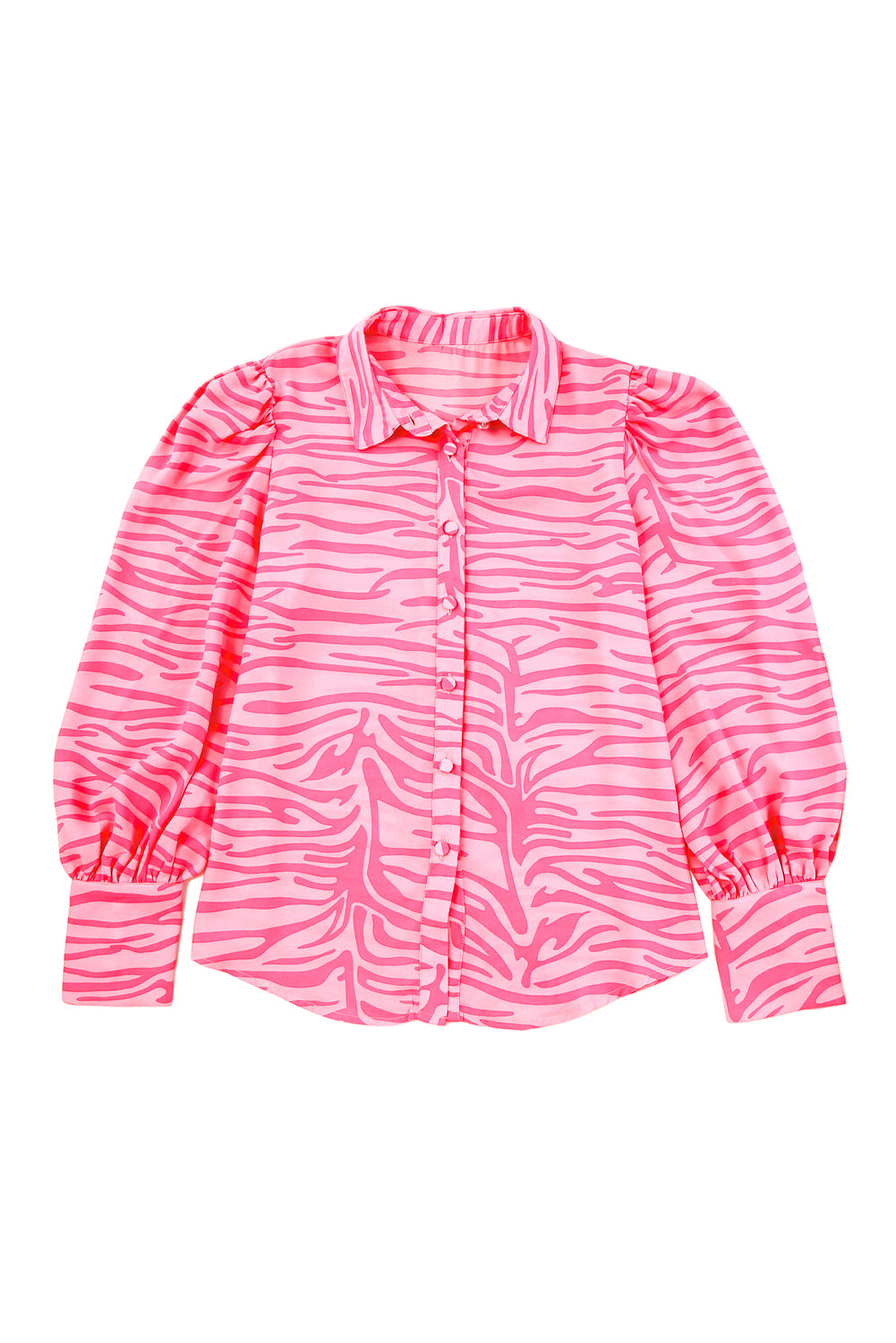 Yellow Zebra Stripes Print Lantern Sleeve Shirt - LA Grand