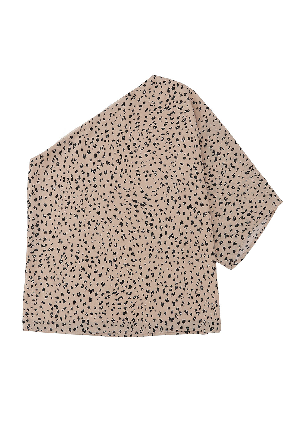 Khaki Leopard Asymmetric One Shoulder Blouse - LA Grand