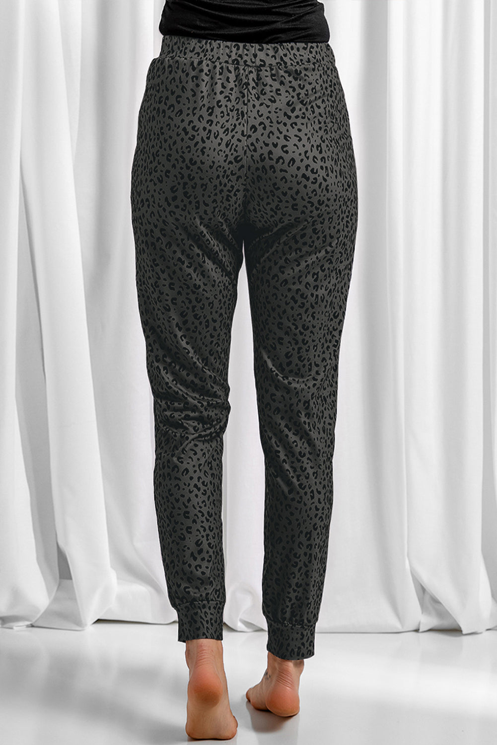 Black Breezy Leopard Joggers - LA Grand