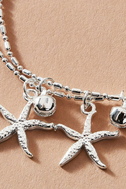 Silver Starfish Bell Dual-Layered Anklet - LA Grand