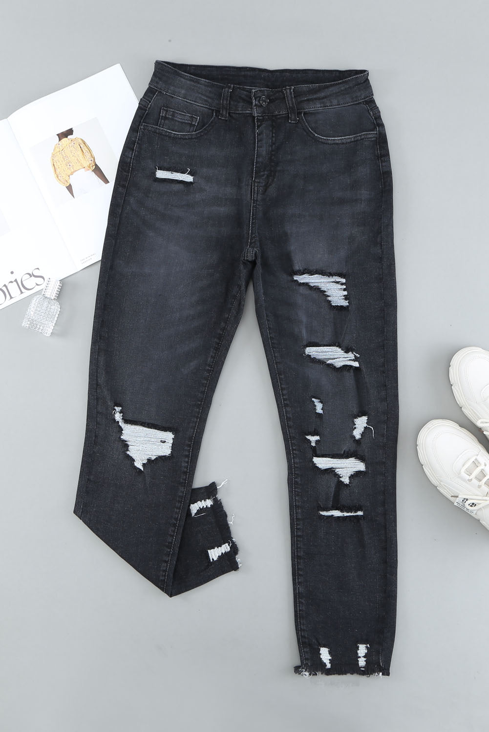 Light Blue Distressed Denim Pants - LA Grand