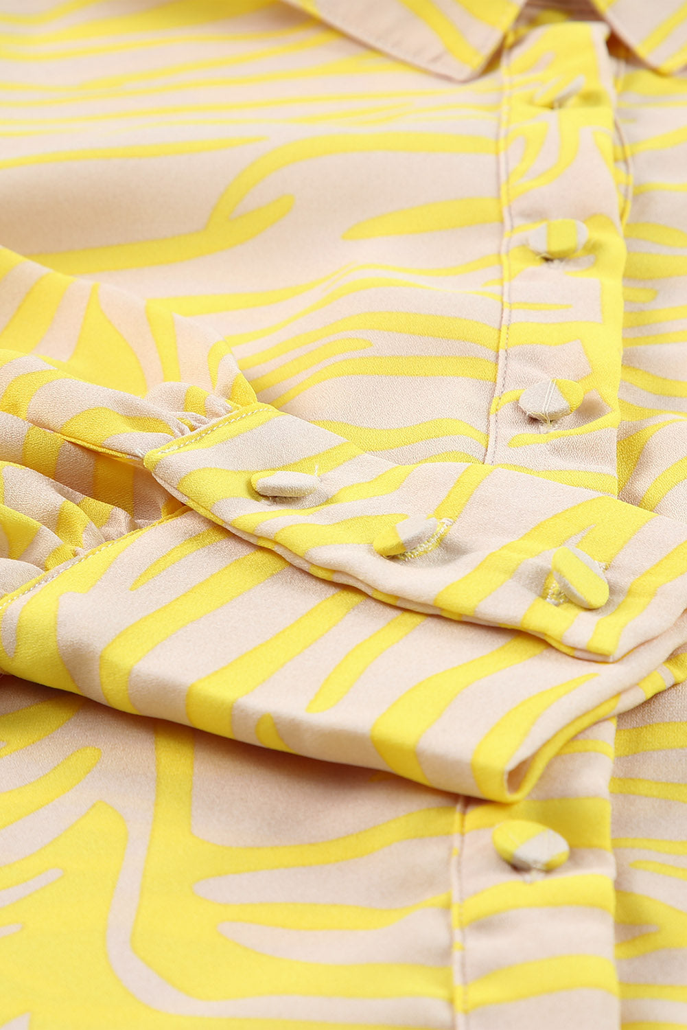 Yellow Zebra Stripes Print Lantern Sleeve Shirt - LA Grand