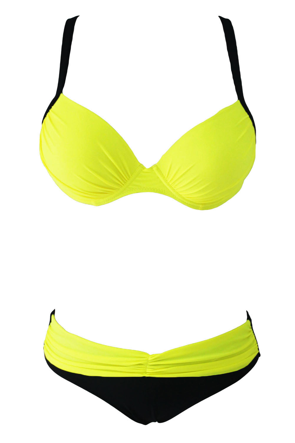 Sexy Yellow Padded Gather Push-up Bikini Set - LA Grand