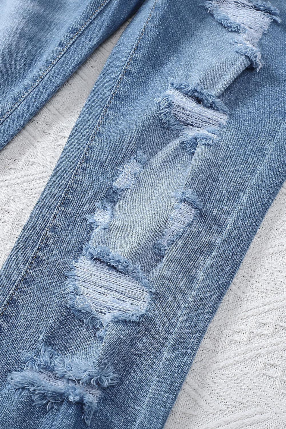 Light Blue Distressed Denim Pants - LA Grand