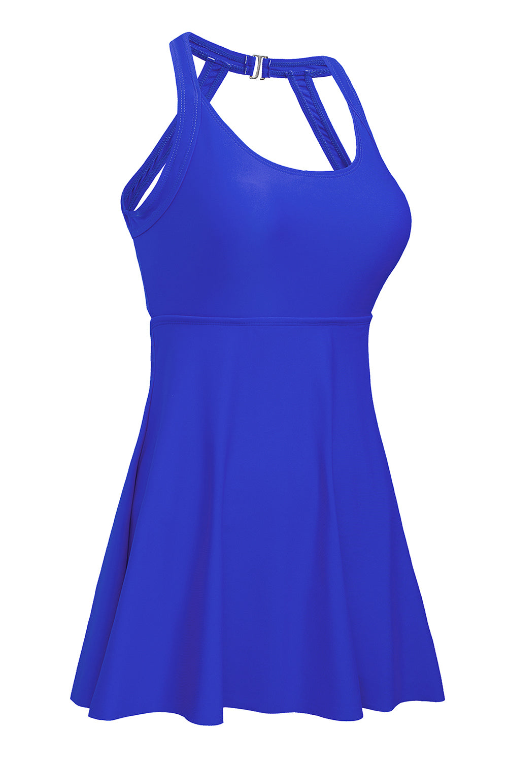 Blue Strappy Halterneck Skirt Style One Piece Swimsuit - LA Grand