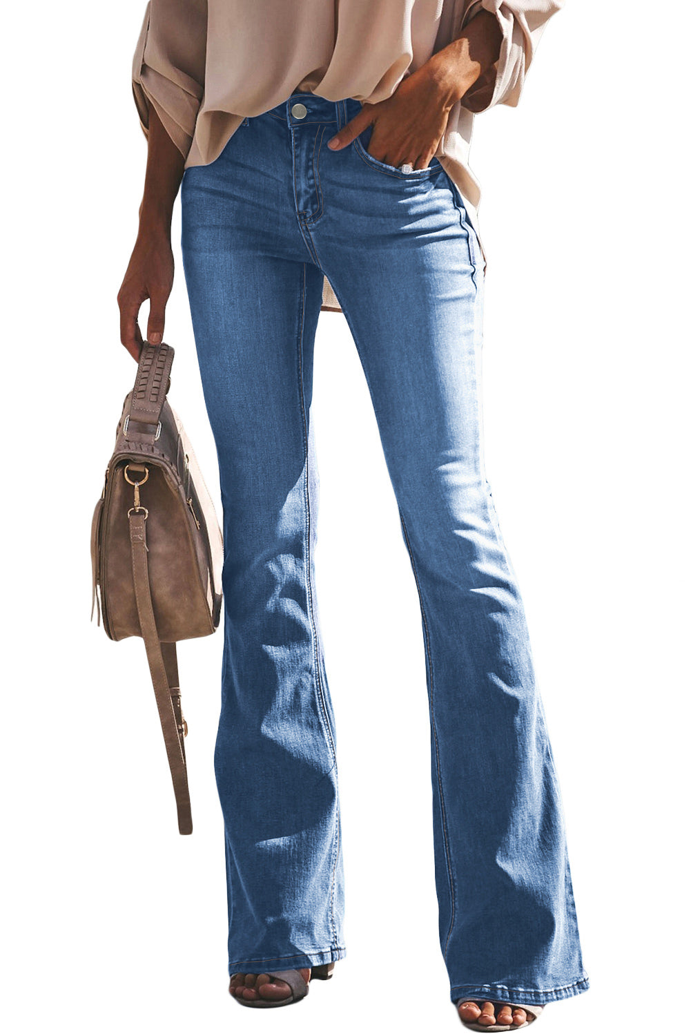 Light Blue Wash Vintage Wide Leg Jeans - LA Grand