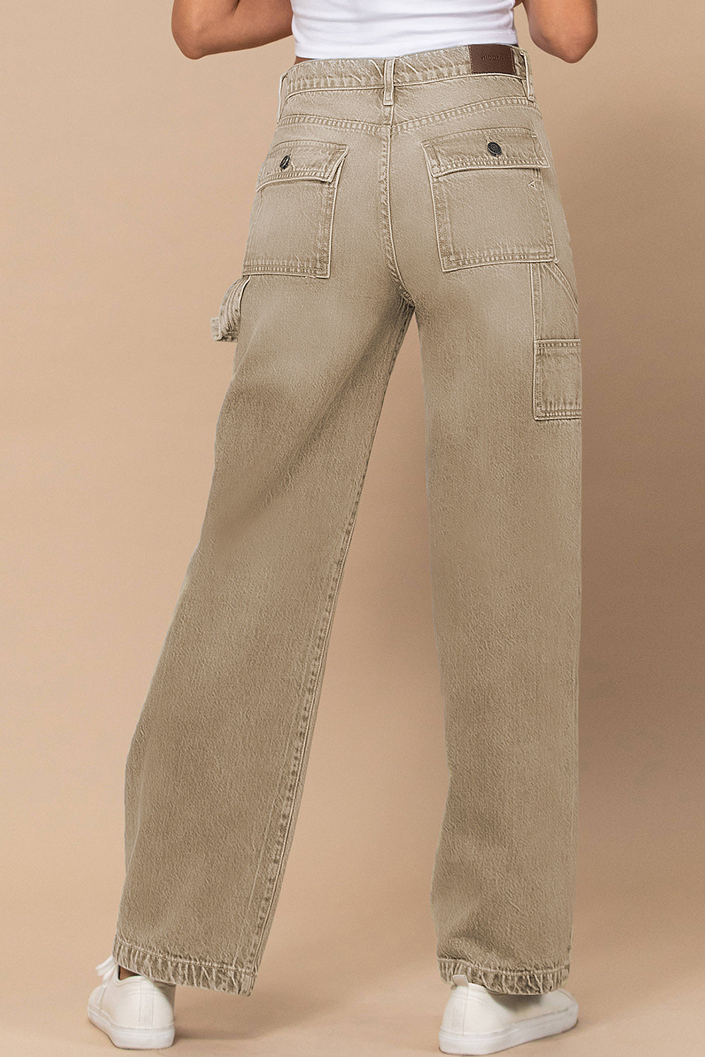 White High Waist Flap Pocket Wide-Leg Jeans - LA Grand