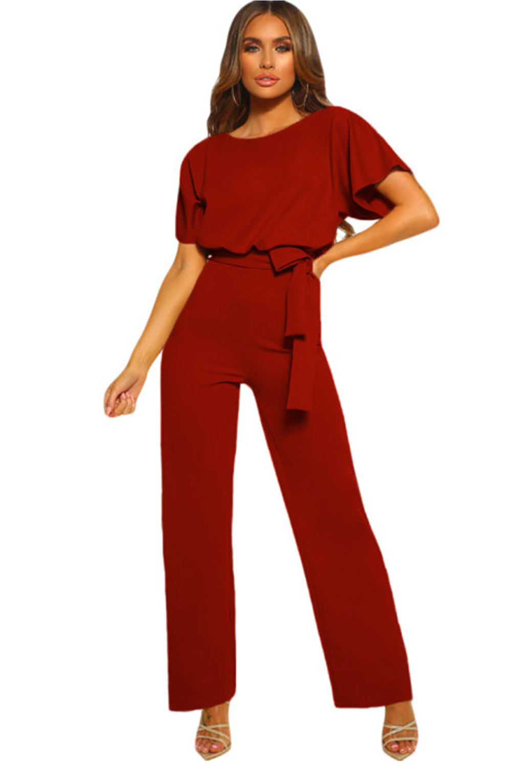 Indigo Glamour: Belted Wide Leg Jumpsuit - LA Grand