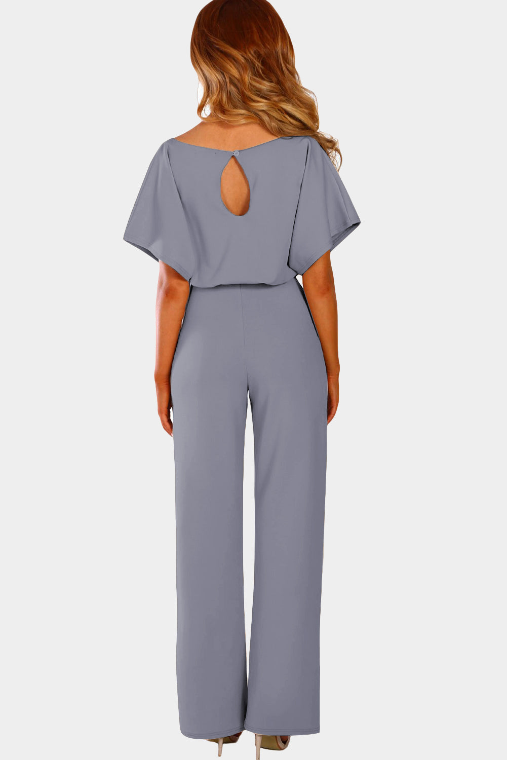 Indigo Glamour: Belted Wide Leg Jumpsuit - LA Grand