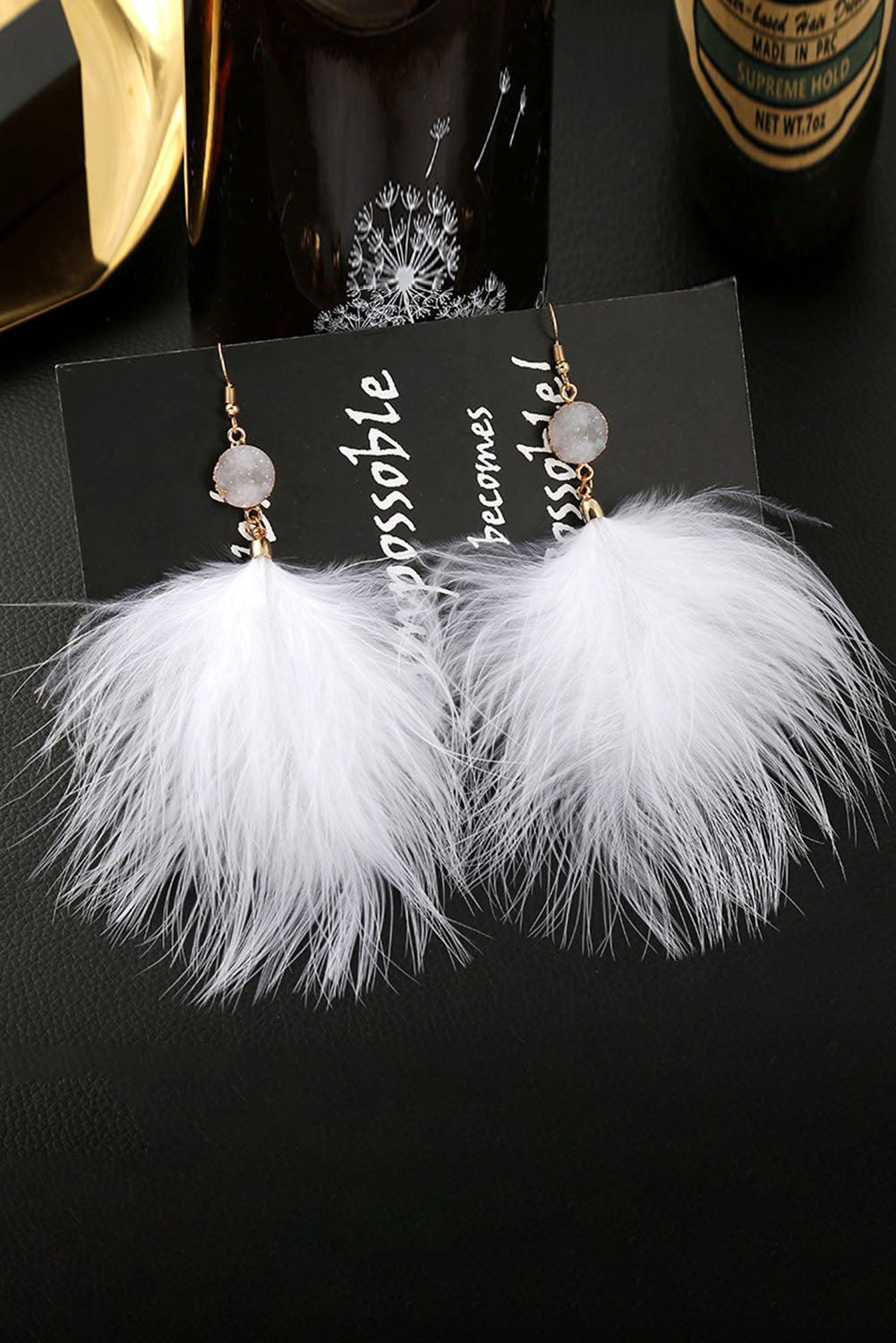 White Elegant Feather Earrings - LA Grand