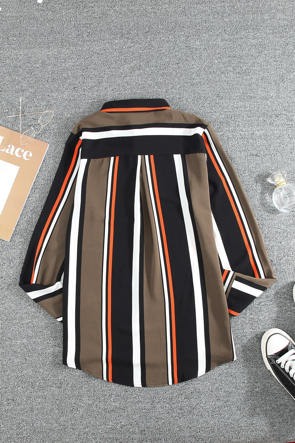 Black Brown Striped Modern Women Shirt - LA Grand