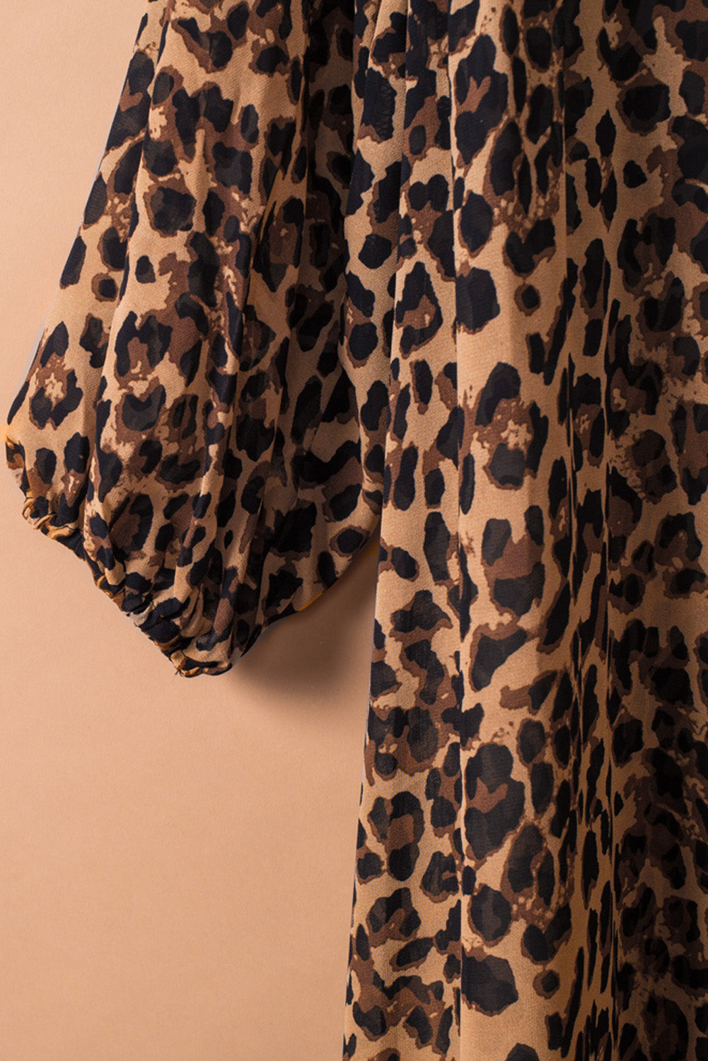 Leopard Print Tie Waist Open Front Kimono Beach Cover Up - LA Grand