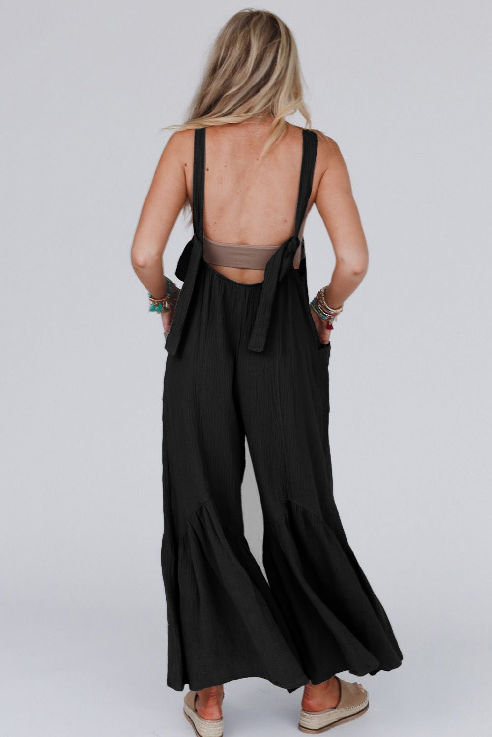 Black Wide Leg Ruffle Jumpsuit - LA Grand