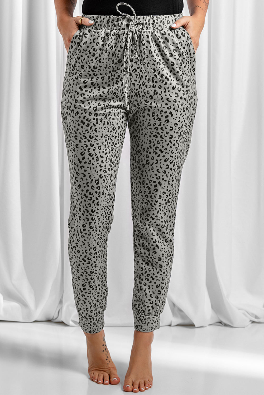 Black Breezy Leopard Joggers - LA Grand