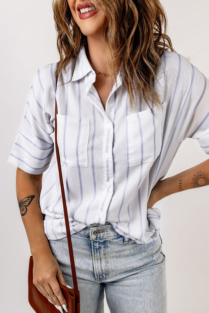 Blue Pocketed Striped Shirt - LA Grand