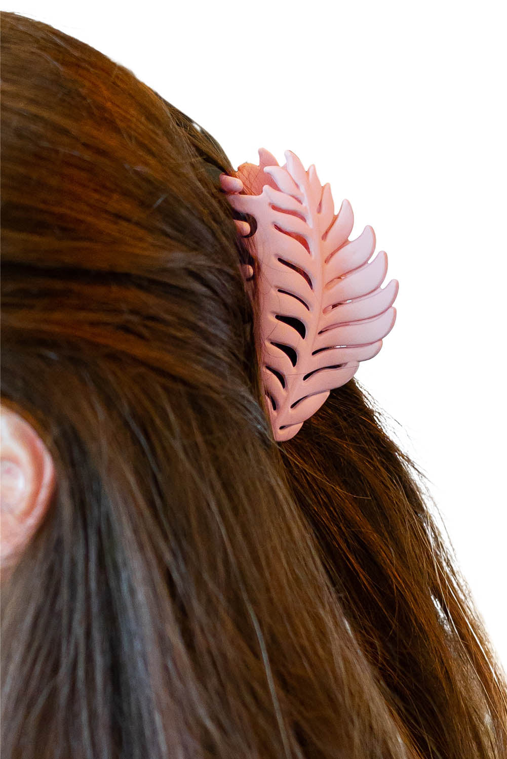 Pink Tropical Leaf Frosted Hair Claw Clip - LA Grand