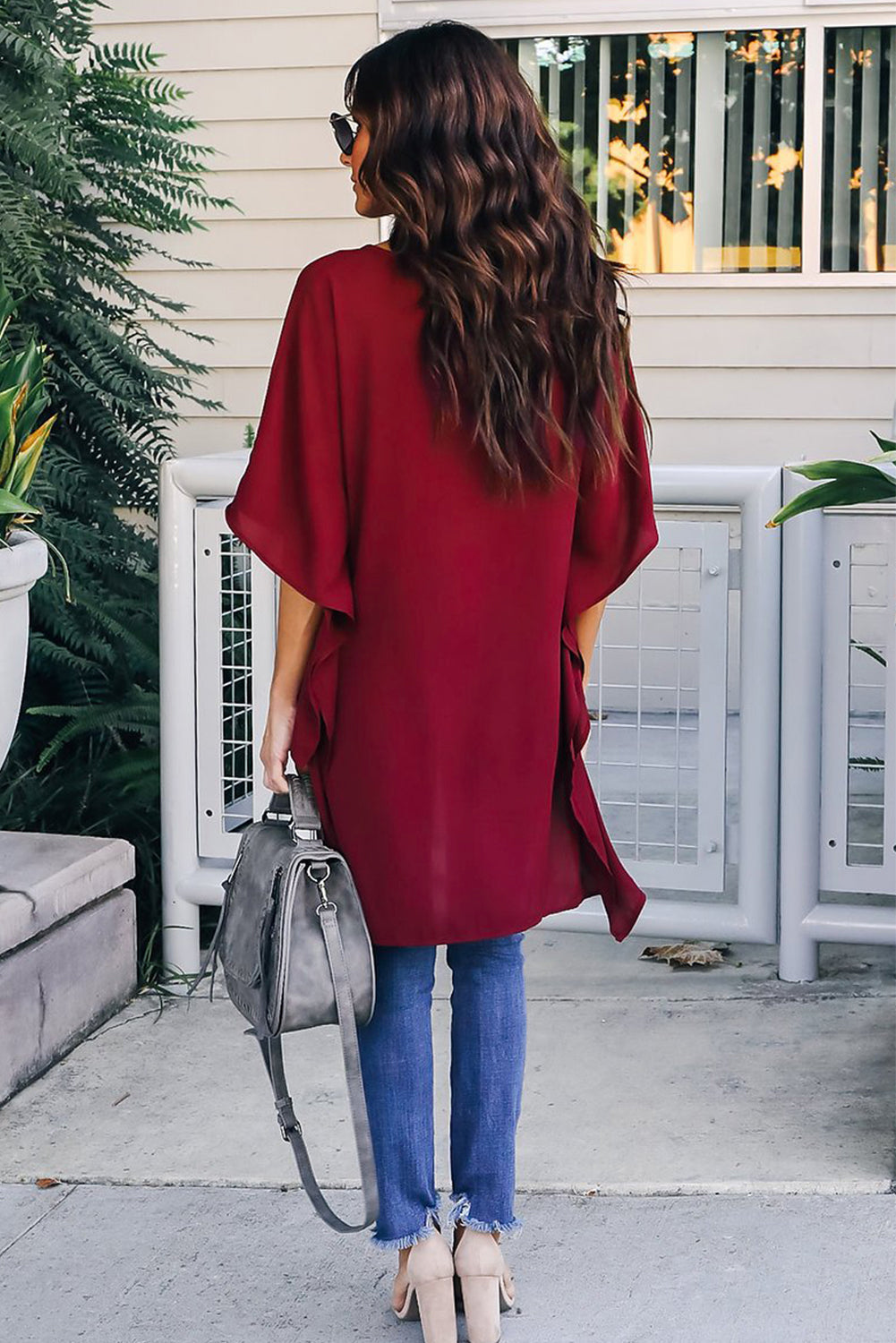 Fiery Red Chic High Low Kimono Top - LA Grand