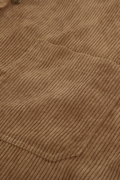 Brown Corduroy Button Pocket Shirt - LA Grand