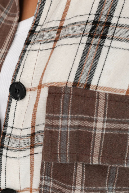 Brown Mixed Plaid Soft Oversized Shirt - LA Grand