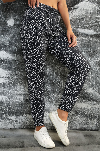 Black Breezy Leopard Joggers - LA Grand