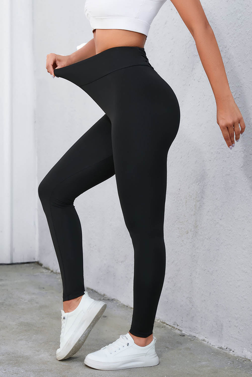 Black Criss Cross Tummy Control High Waist Leggings - LA Grand