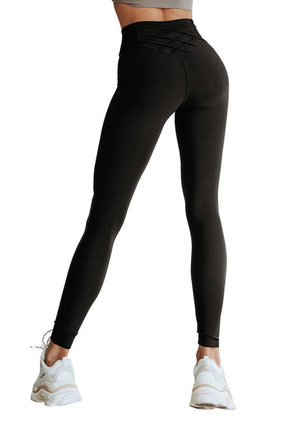 Black Criss Cross Tummy Control High Waist Leggings - LA Grand