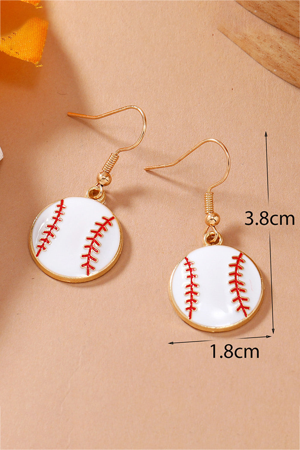 Gold Alloy Baseball Earrings - LA Grand