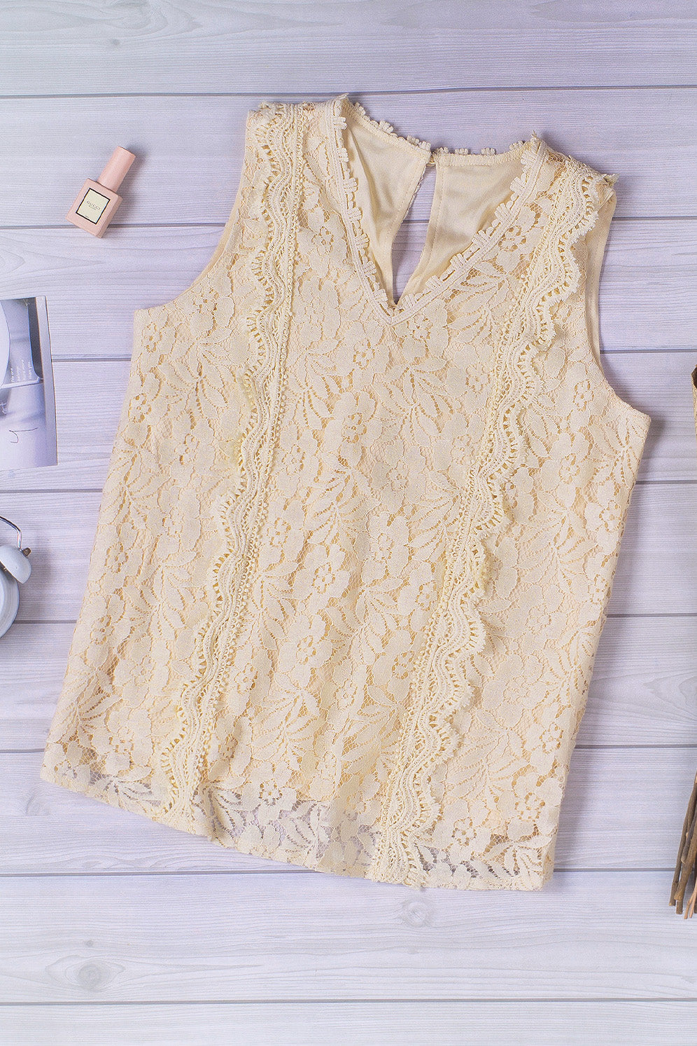 Pink Lace V Neck Tank Top - LA Grand