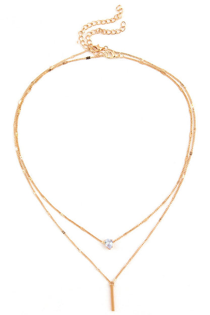 Gold Layered Rhinestone Pendant Necklace - LA Grand