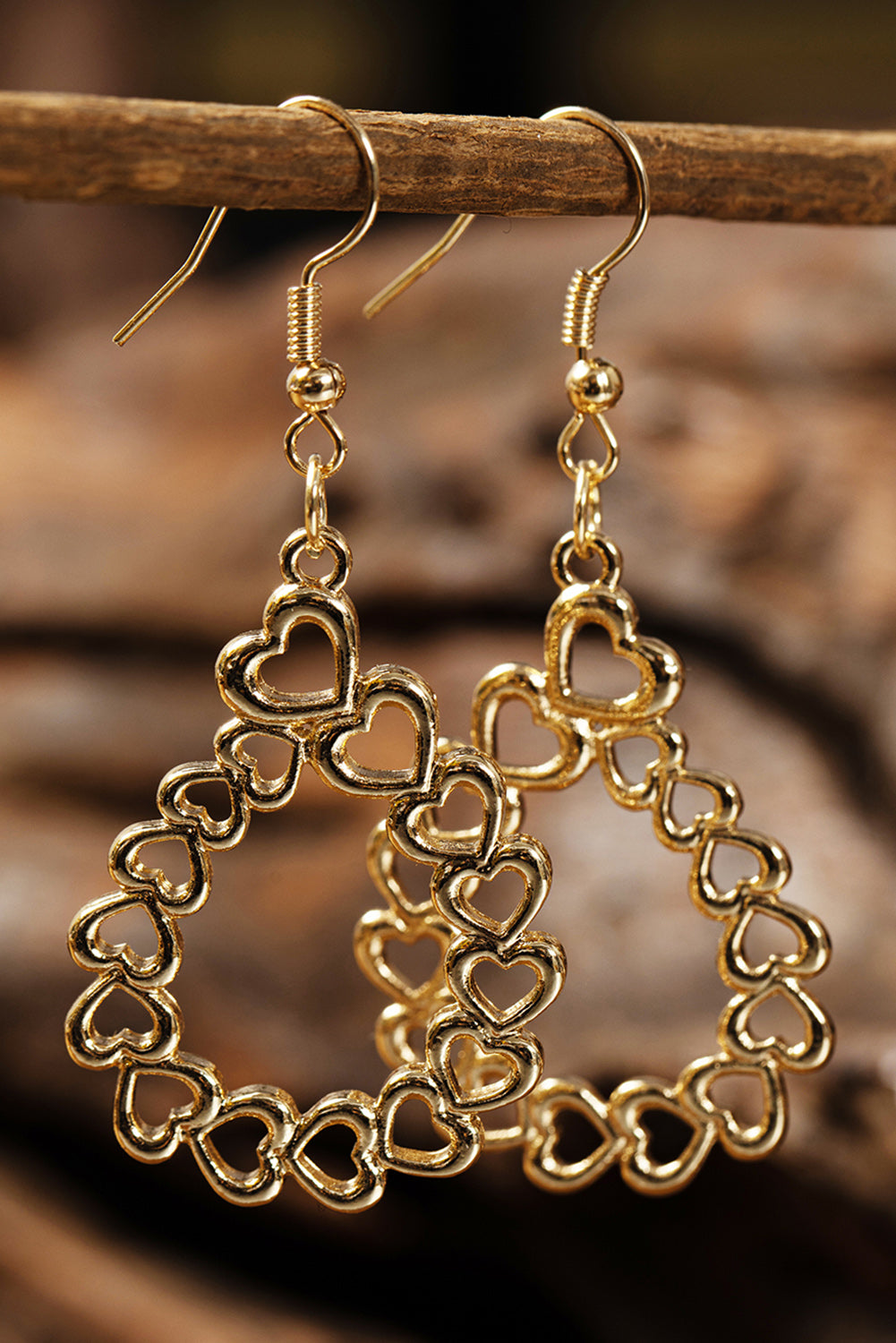 Gold Hollowed Heart Waterdrop Shape Valentine Earrings - LA Grand