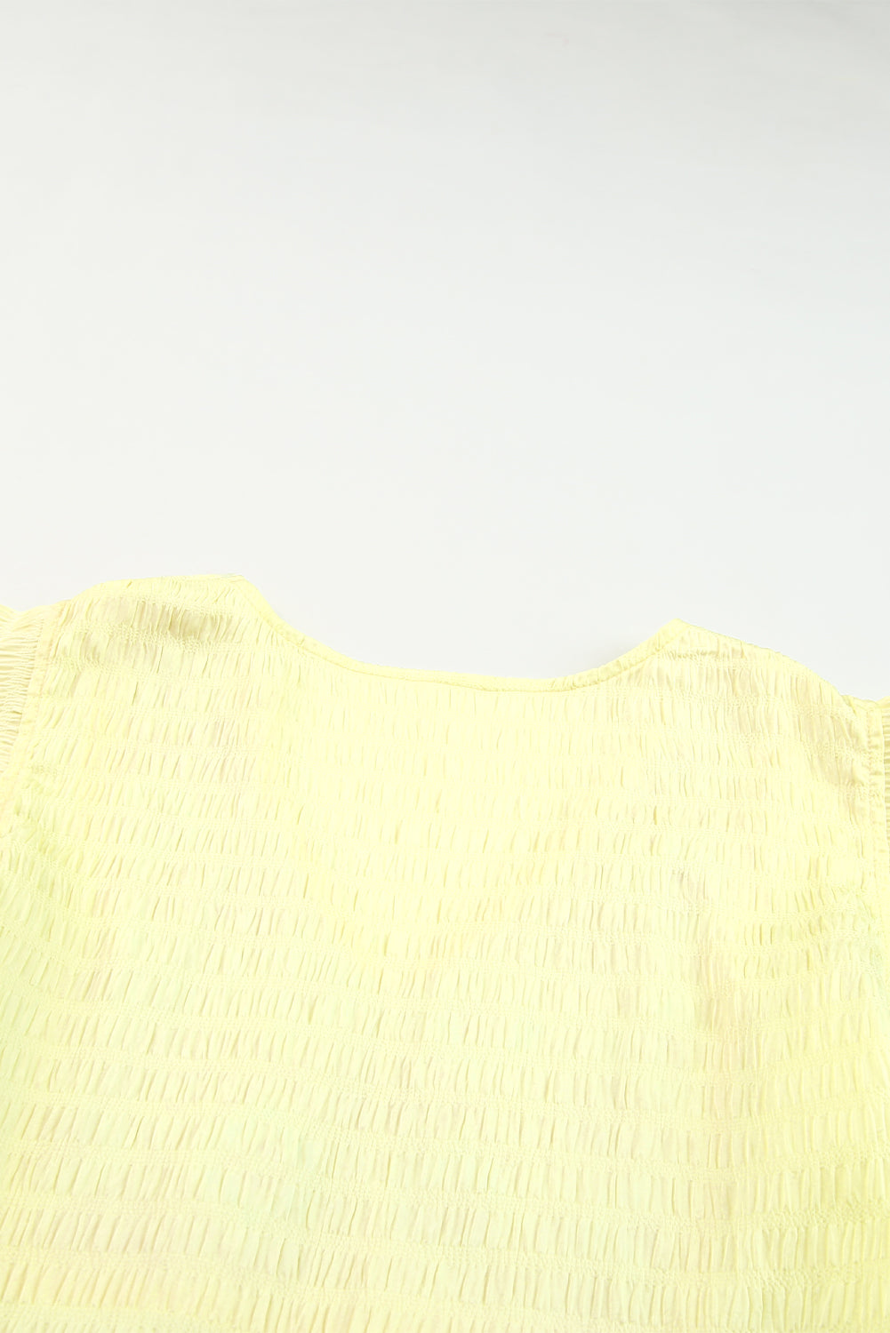 Yellow Geometric Embroidery Textured Top with Ruffles - LA Grand