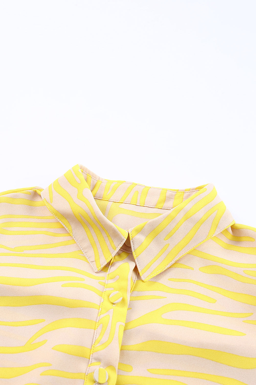 Yellow Zebra Stripes Print Lantern Sleeve Shirt - LA Grand