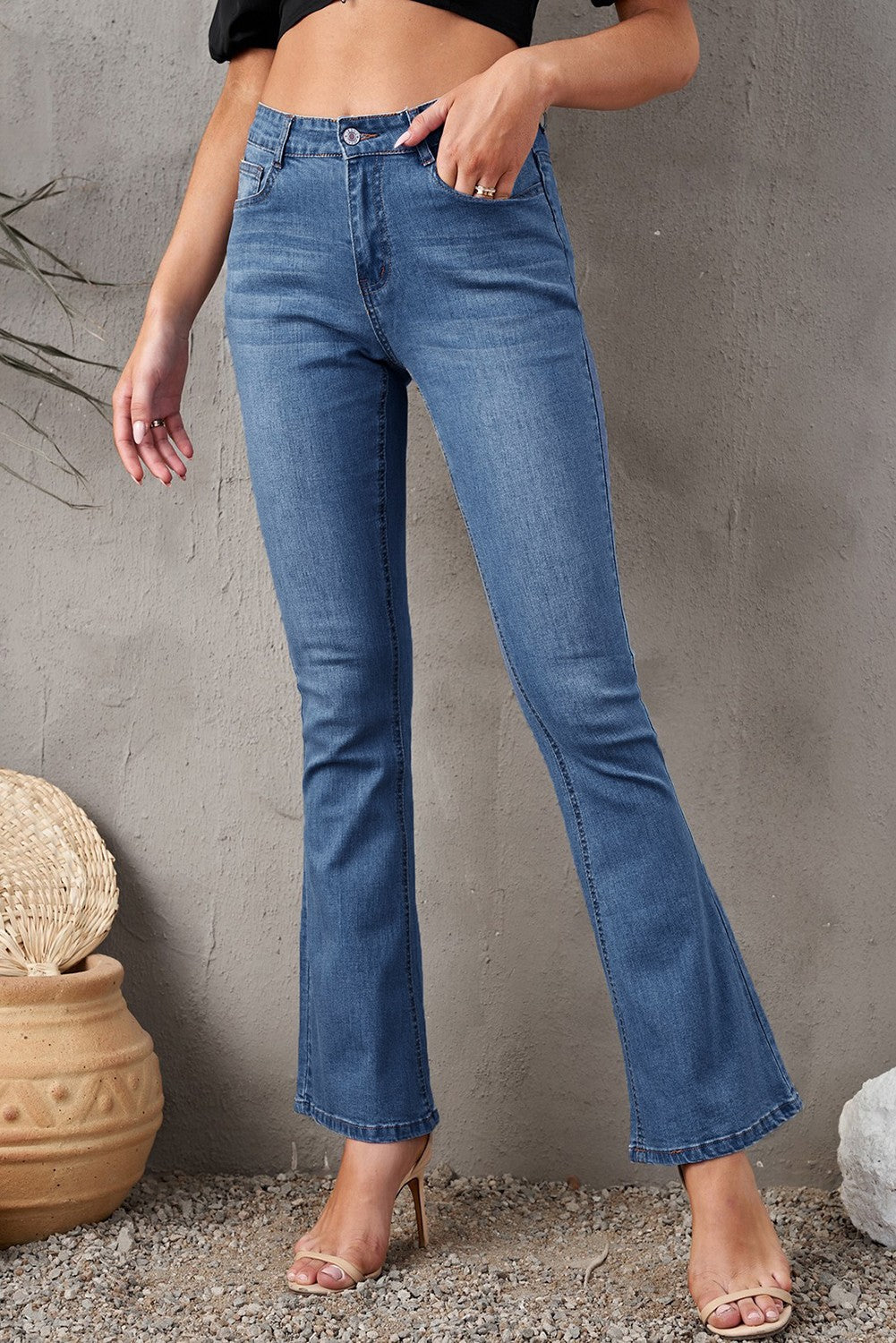 Light Blue Wash Vintage Wide Leg Jeans - LA Grand