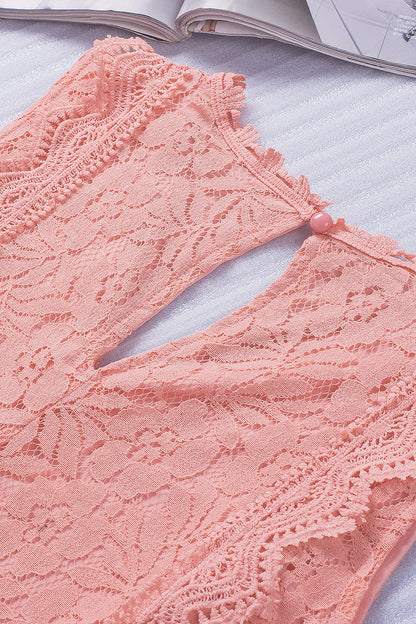 Pink Lace V Neck Tank Top - LA Grand