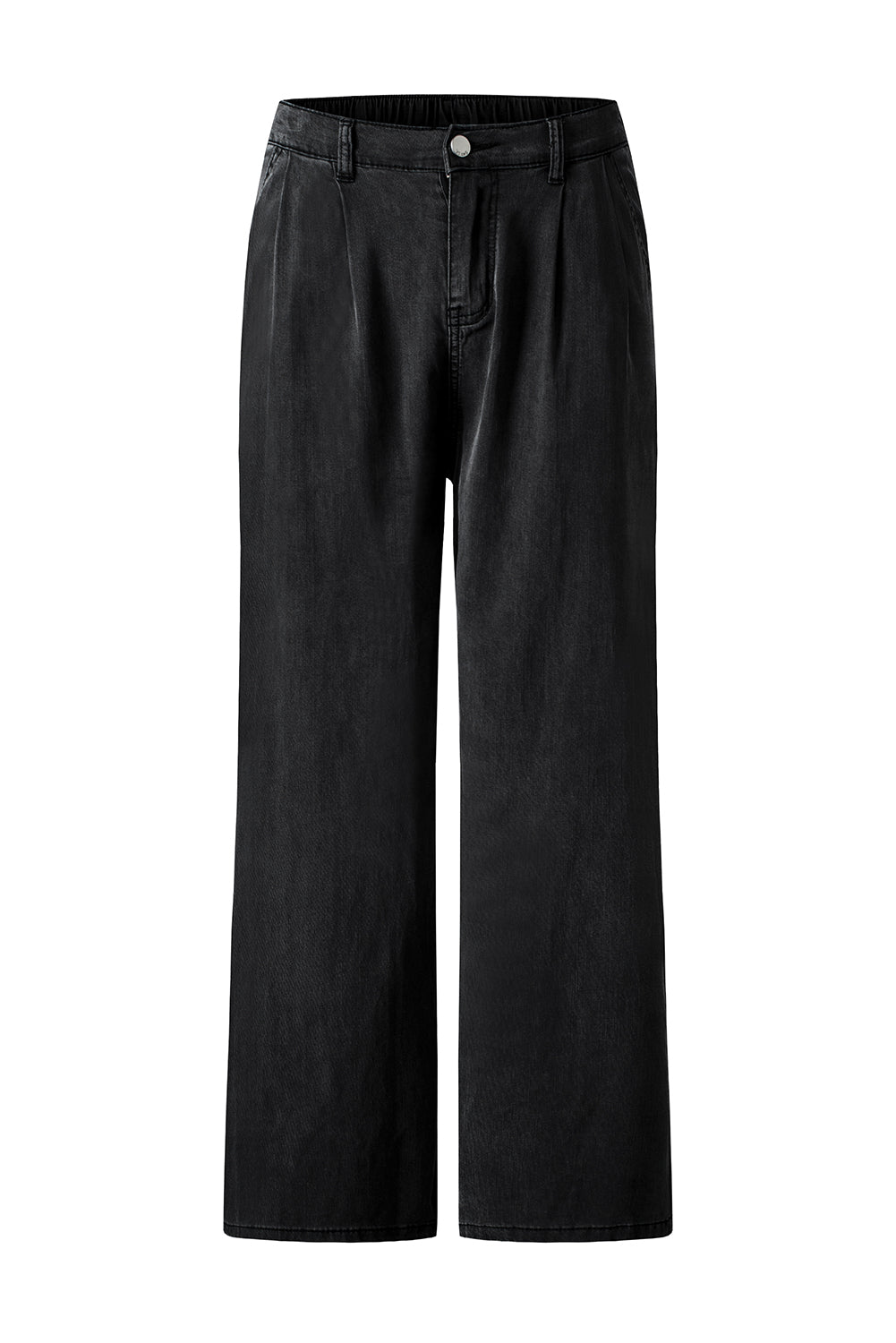 Black Tencel Wide Leg Soft Denim Pants - LA Grand