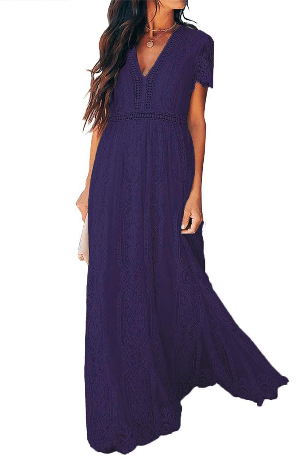 Fiery Red Blue Fill Your Heart Lace Maxi Dress - LA Grand