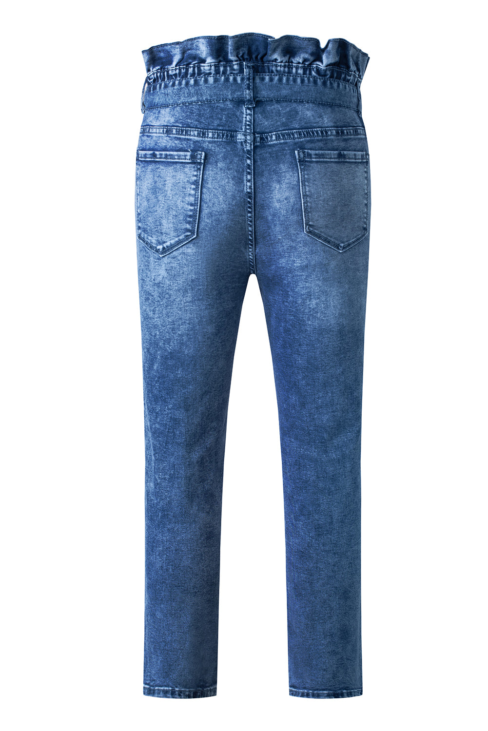 Blue Seamed Stitching High Waist Knot Skinny Jeans - LA Grand