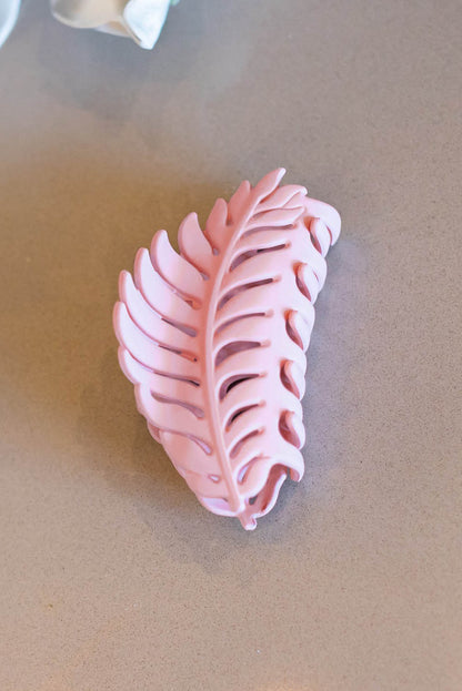 Pink Tropical Leaf Frosted Hair Claw Clip - LA Grand