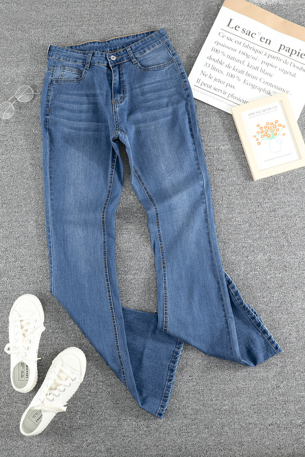 Light Blue Wash Vintage Wide Leg Jeans - LA Grand