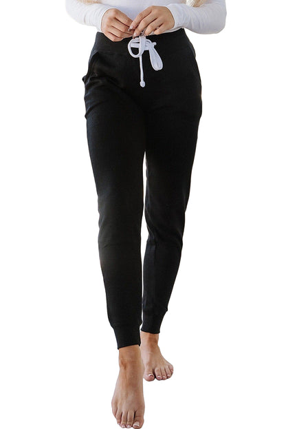 Navy Blue Drawstring Waist Pocketed Joggers - LA Grand