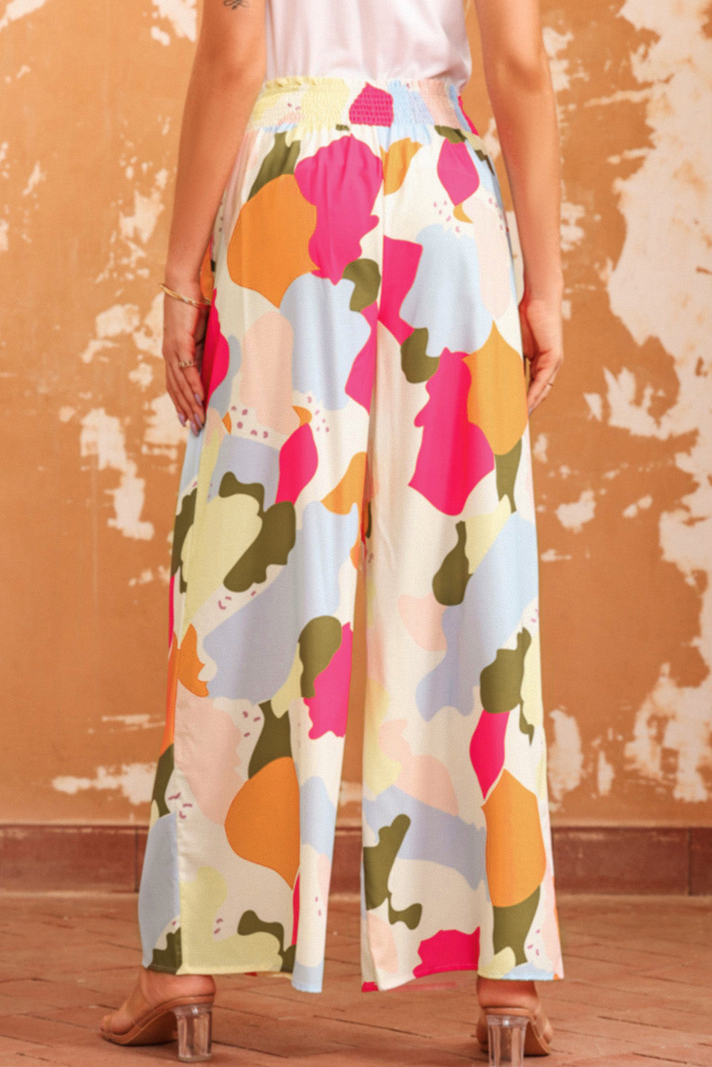 Multicolor Color Palette Print Flowy Wide Leg Pants - LA Grand